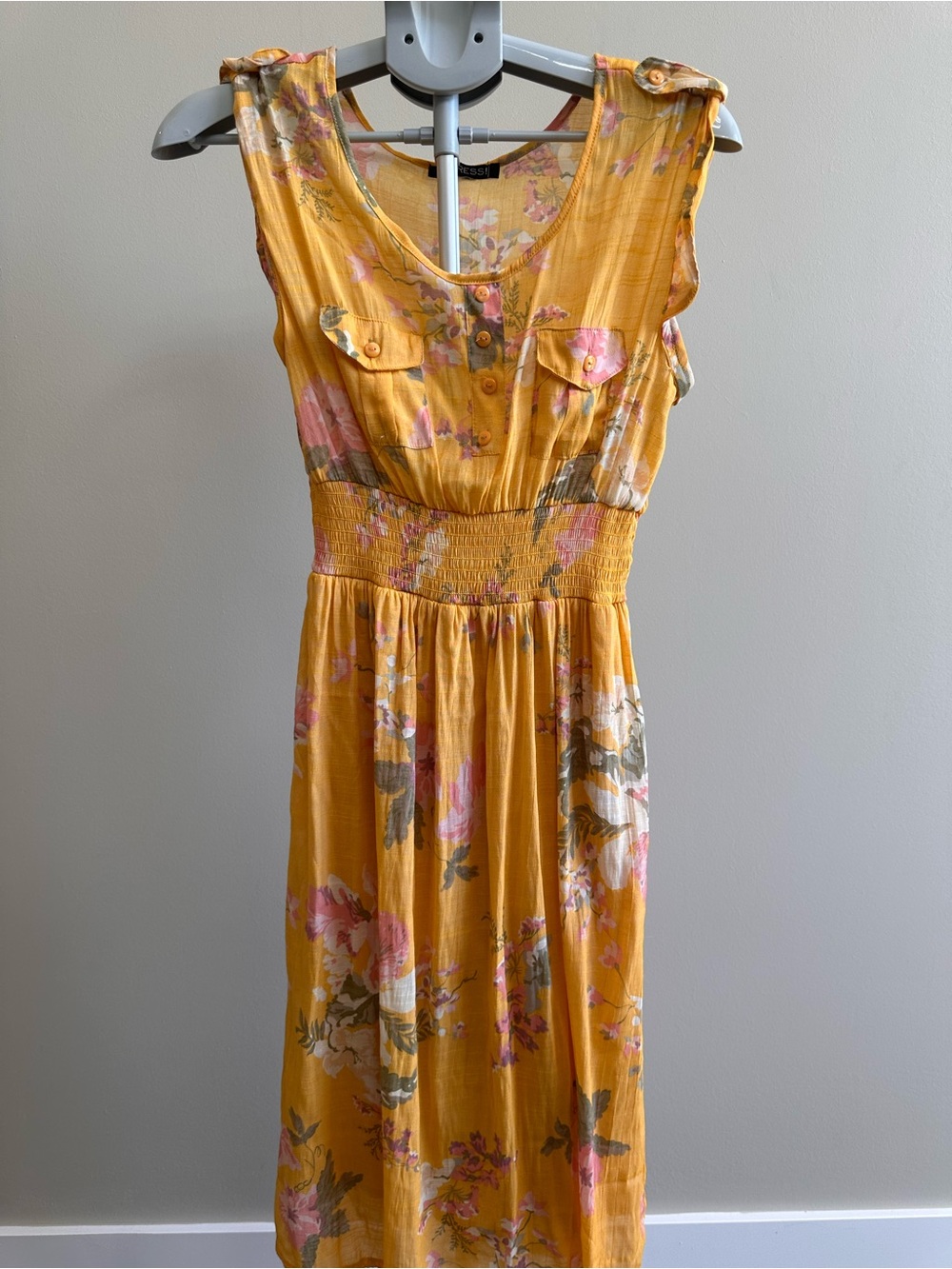 imPRESS Yellow Floral Sleeveless Midi Dress